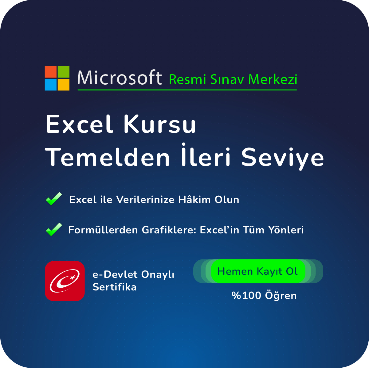 Excel Kursu Temelden İleri Seviyeye Excel Kursu Temelden İleri Seviyeye