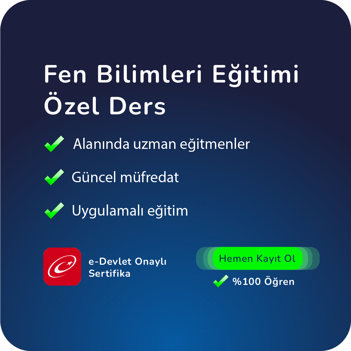 Fen Bilimleri Eğitimi Özel Ders