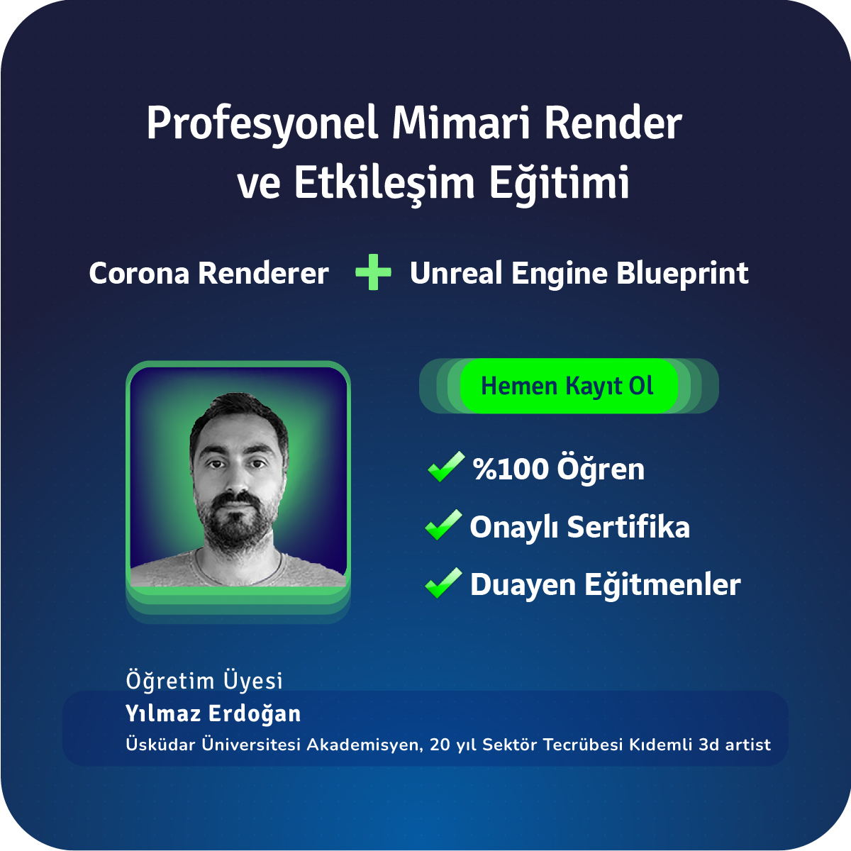Profesyonel Mimari Render ve Etkileşim Eğitimi Online 24 Saat