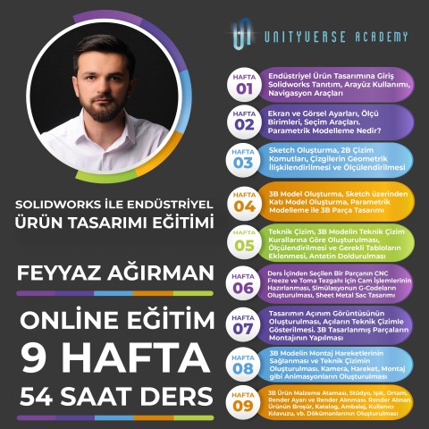 Solidworks ile Endüstriyel Ürün Tasarımı Uzmanlığı Canlı (Online) Eğitimi Solidworks ile Endüstriyel Ürün Tasarımı Uzmanlığı Canlı (Online) Eğitimi