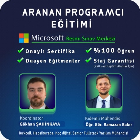 Aranan Programcı Olma Eğitimi Özel Ders 80 Saat Online / Canlı Eğitim