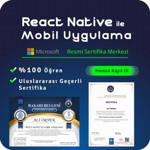 React Native ile Mobil Uygulama Geliştirme Özel Ders 50 Saat