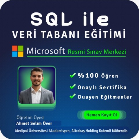 SQL İle Veri Tabanı Yönetimi Eğitimi Canlı (Online) Özel Ders 20 Saat