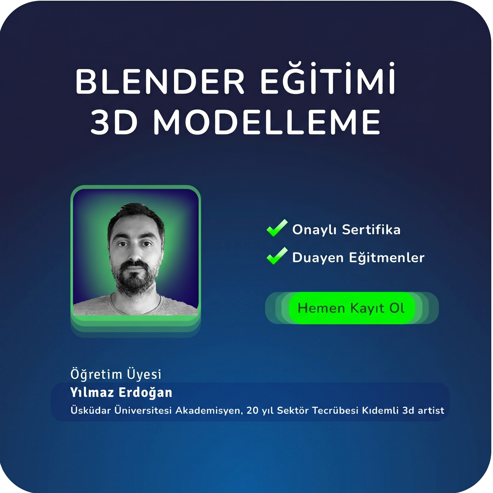 Blender ile 3D Modelleme Özel Ders – Birebir Yüz Yüze (Sıfırdan İleri Seviye)