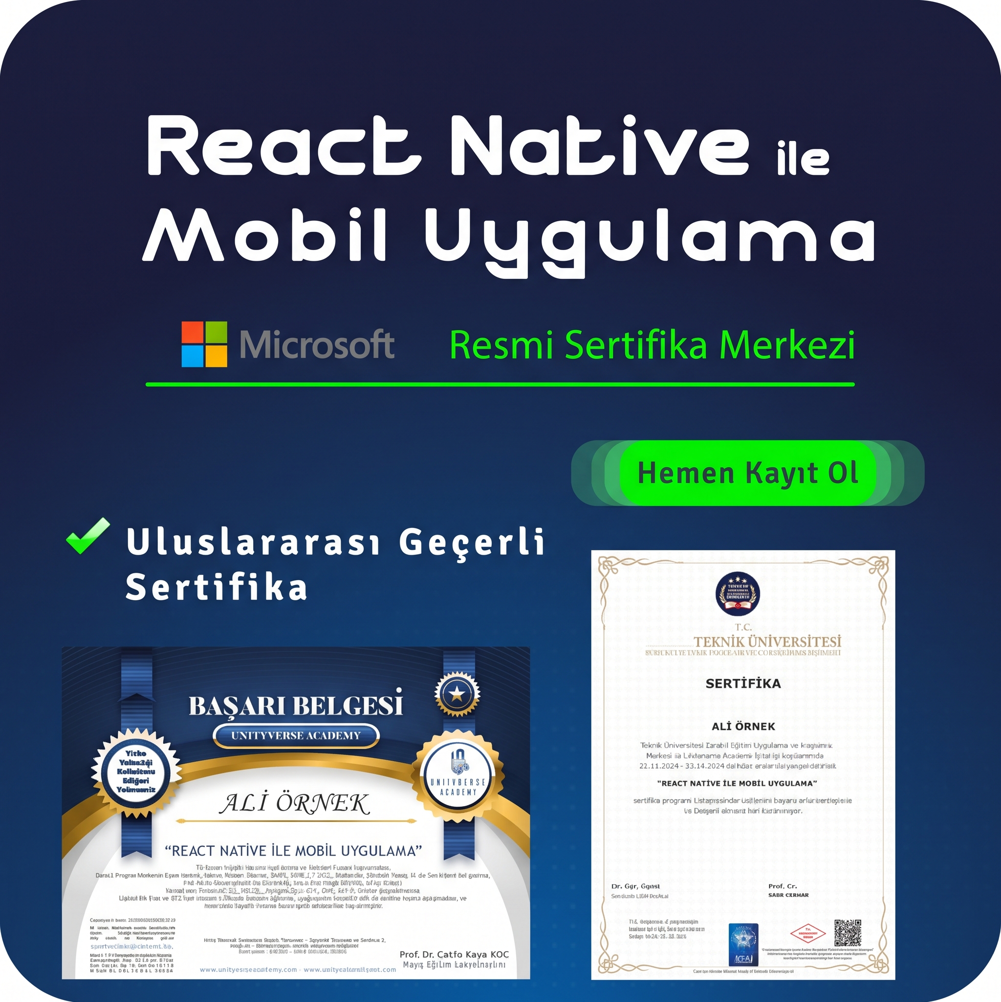 React Native Mobil Uygulama Geliştirme Özel Ders – Birebir Yüz Yüze