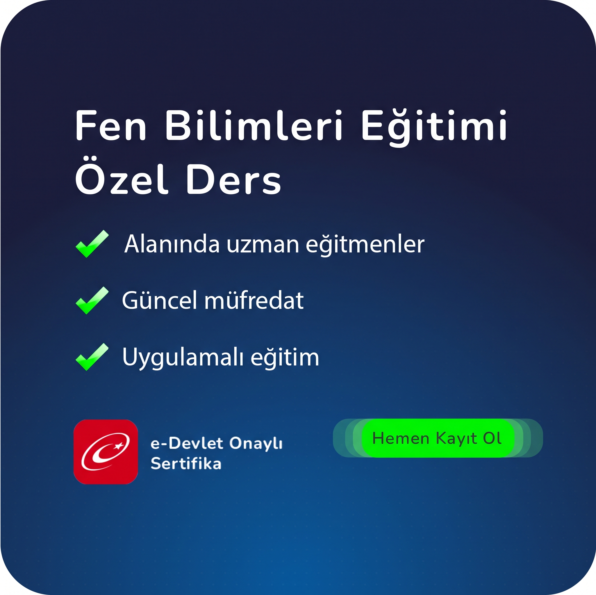 Fen Bilimleri Eğitimi Özel Ders