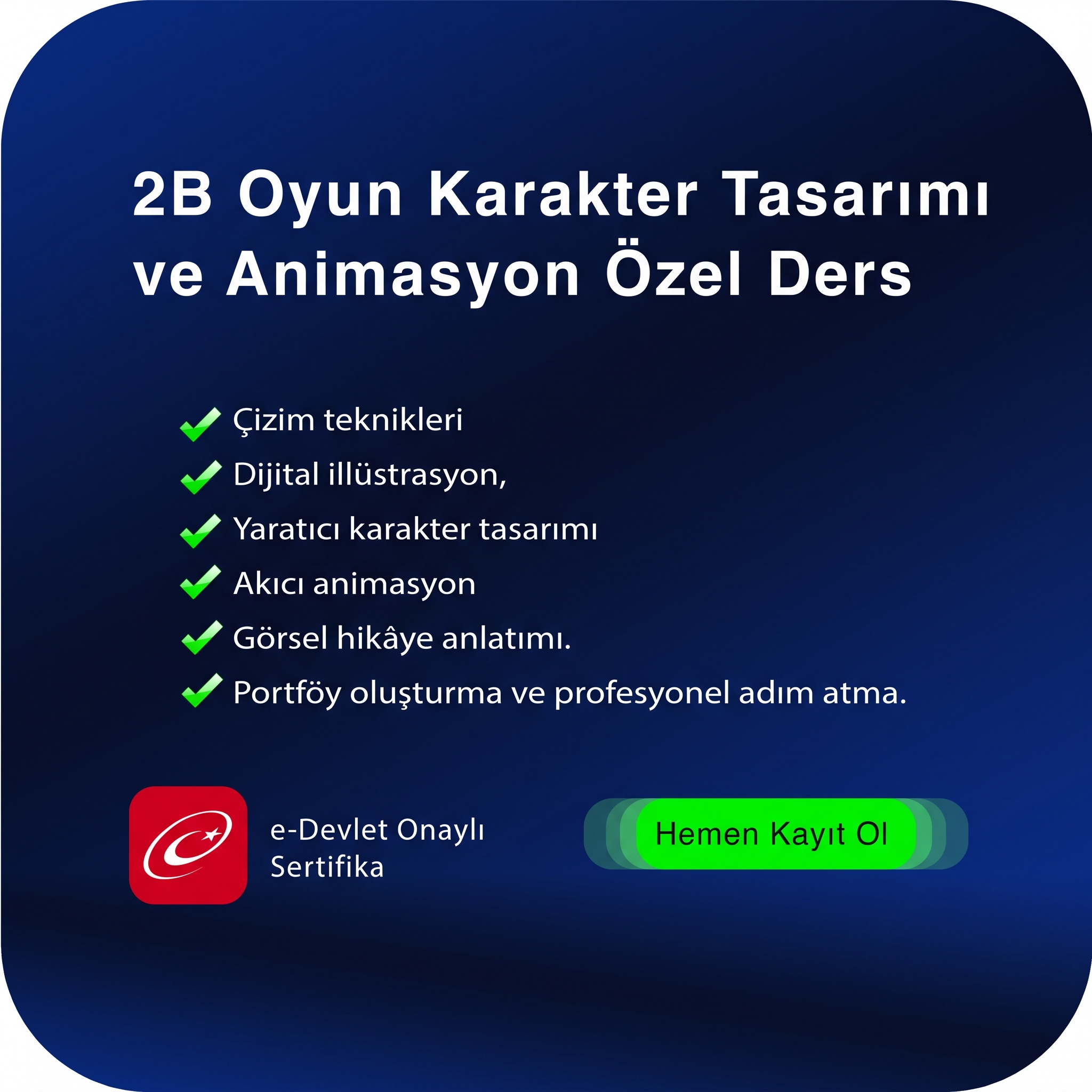 2B Oyun Karakter Tasarımı ve Animasyon Özel Ders 20 Saat